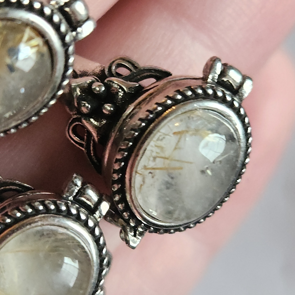 Golden Rutilated Quartz Poison Ring. - Picture 2 of 9
